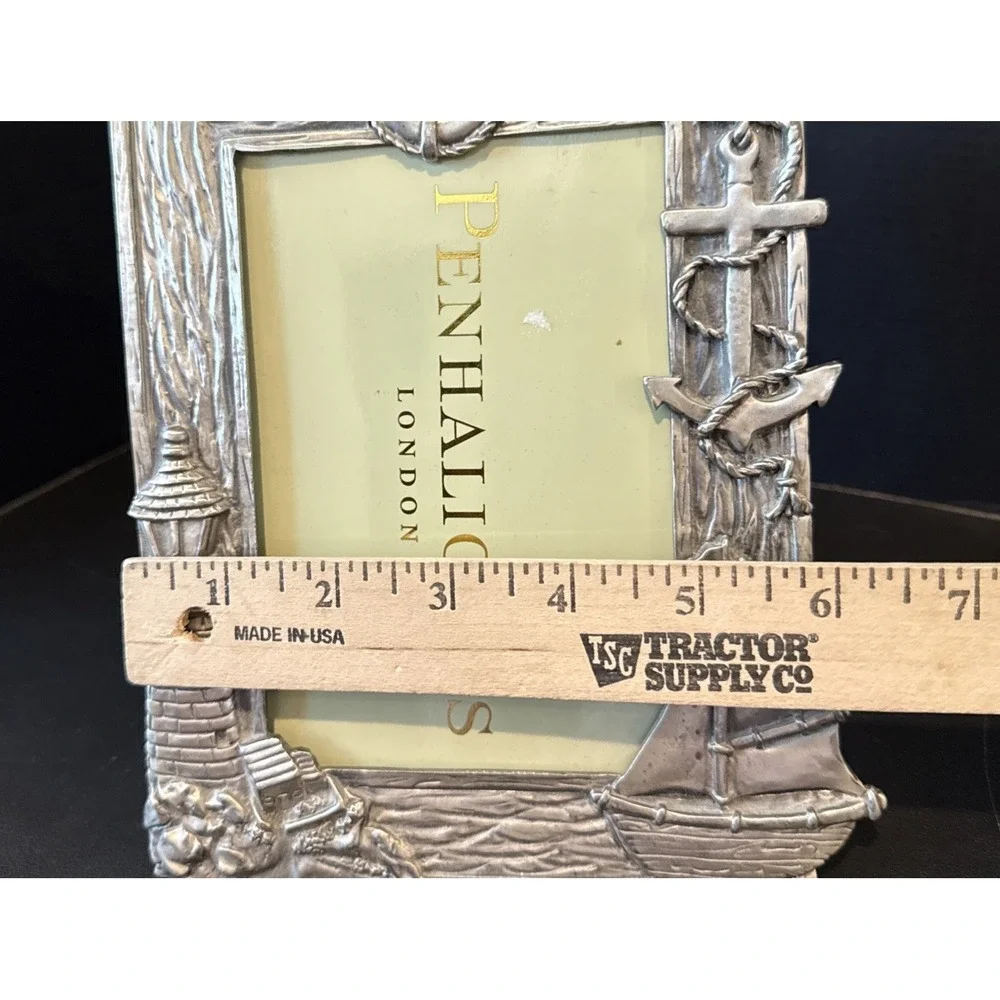 Silver Metal Picture Frame‎ 3 Dimensional Sailboat Lighthouse N0 GLASS 6 X 4